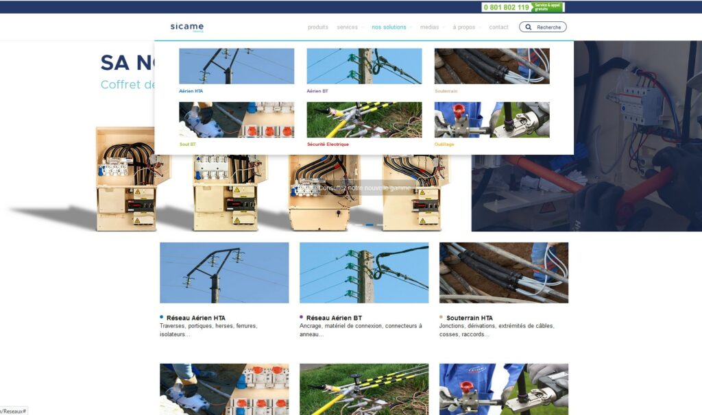 Création du site internet Sicame France - Aurélie Métivier